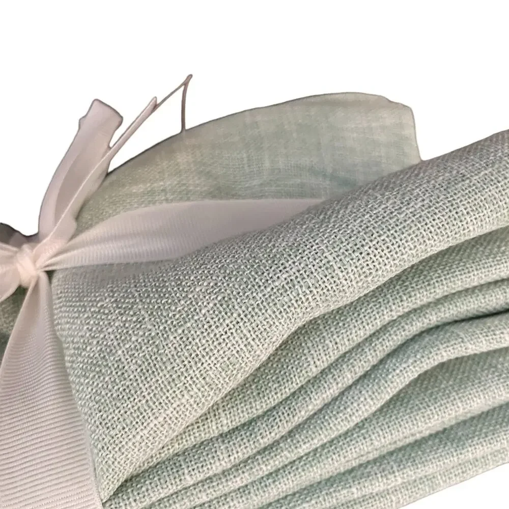 LAURA ASHLEY Spring Chic Mint Green Textured 18X18 Cloth Napkins Set of 6 NEW